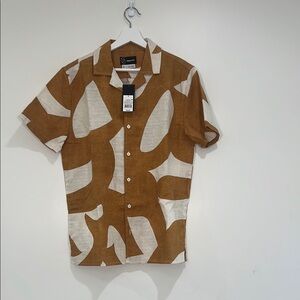 Goodfellow & Co Brown and White Casual Button Down Shirt